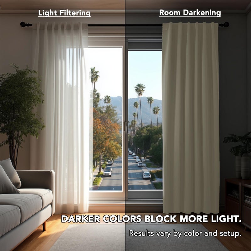 Deconovo Blackout Curtains, Thermal Insulated, W42 x L54 2 Panels, Back Tab, Machine Washable, Room-Darkening Drapes for Bedroom/Living Room Light Beige - Image 3